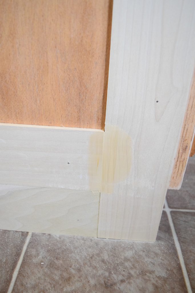 Fill the seams when adding molding to a kitchen island