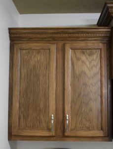 kitchen island makeover - restain the cabinets