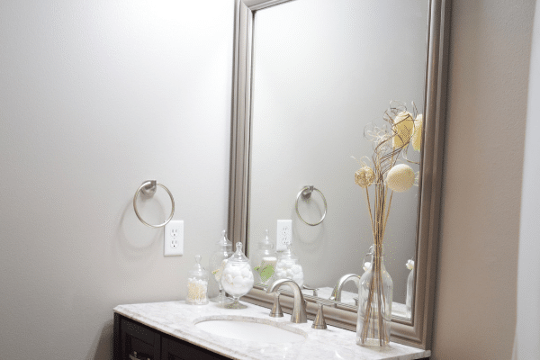 Frame A Builder Grade Mirror Why You, How To Install Trim Around Bathroom Mirror