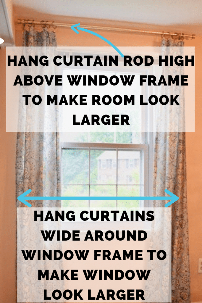 Curtains That Are Hung High And Wide Make The Room and Window Look Larger