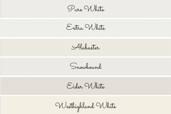 Top Whites from Sherwin Williams