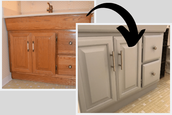 How To Paint A Bathroom Vanity Love Remodeled - What Paint Do You Use On Bathroom Cabinets