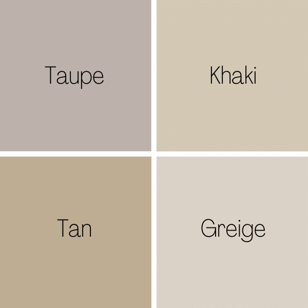 Tipos de colores beige comparados