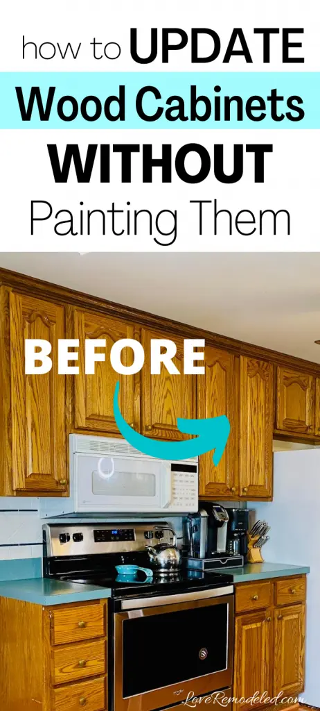 Updating Wood Kitchen Cabinets Love, How To Lighten Wood Cabinets Without Painting