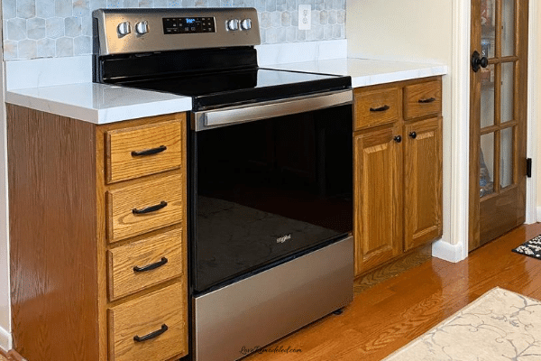 Updating Wood Kitchen Cabinets Love, Wood Kitchen Cabinets With Black Handles