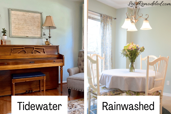 Comparison of Tidewater and Rainwashed by Sherwin Williams