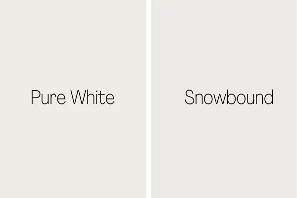 Pure White, by Sherwin Williams, vs. Snowbound