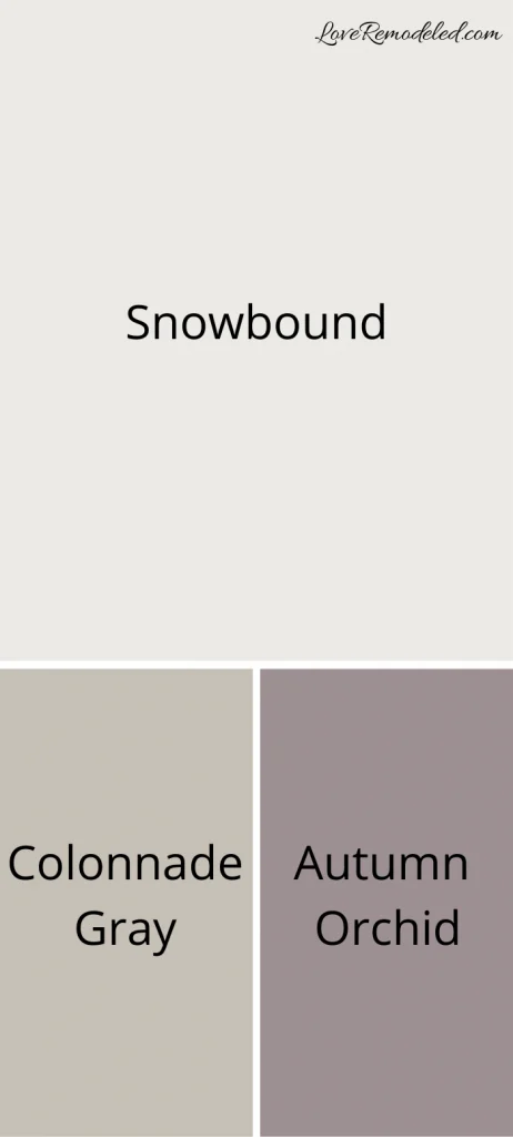 Paint Squares with Snowbound, Colonnade Gray and Autumn Orchid