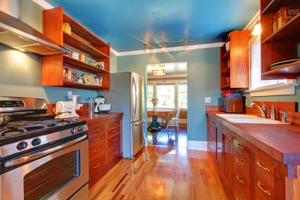 Blue Kitchen Walls with Blue Ceiling