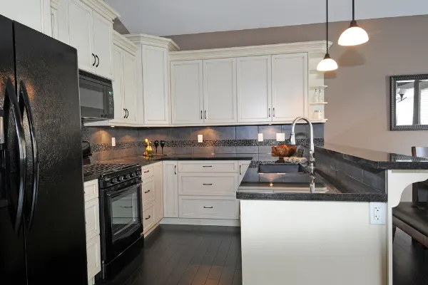 taupe colored kitchen walls