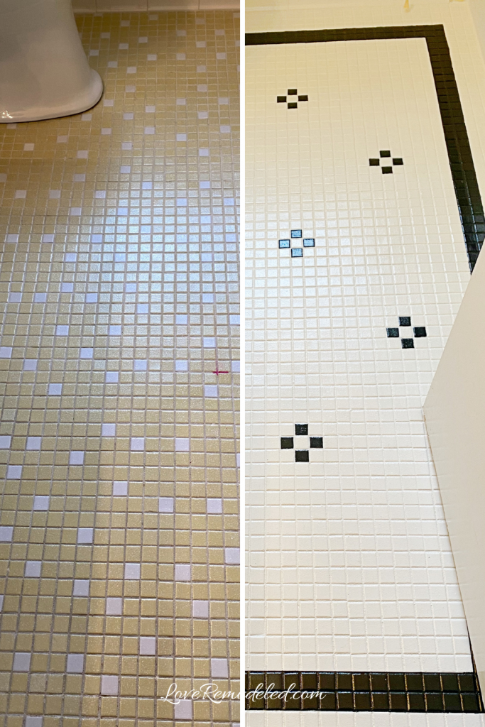 Painted Tile Floor - Before and After