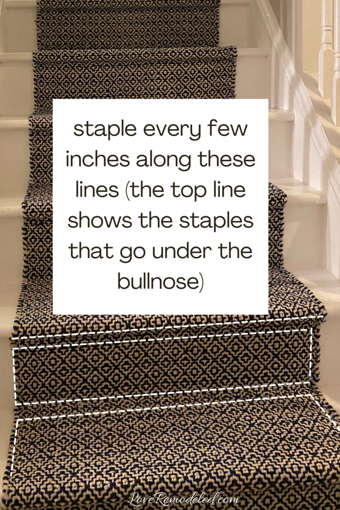 Installing a stair runner - staple here