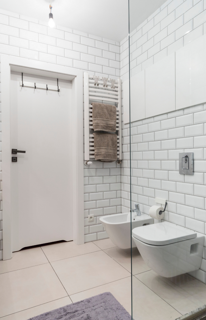 White Tile With Gray Grout