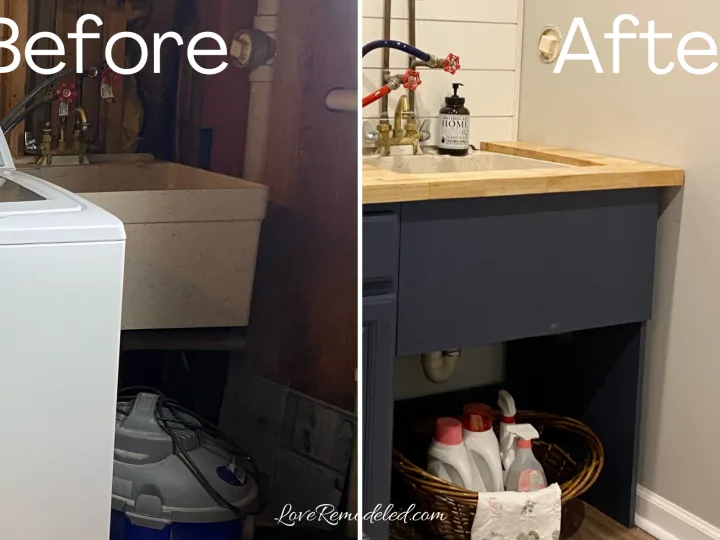 Faux Cabinet to Hide Utility Sink Before and After