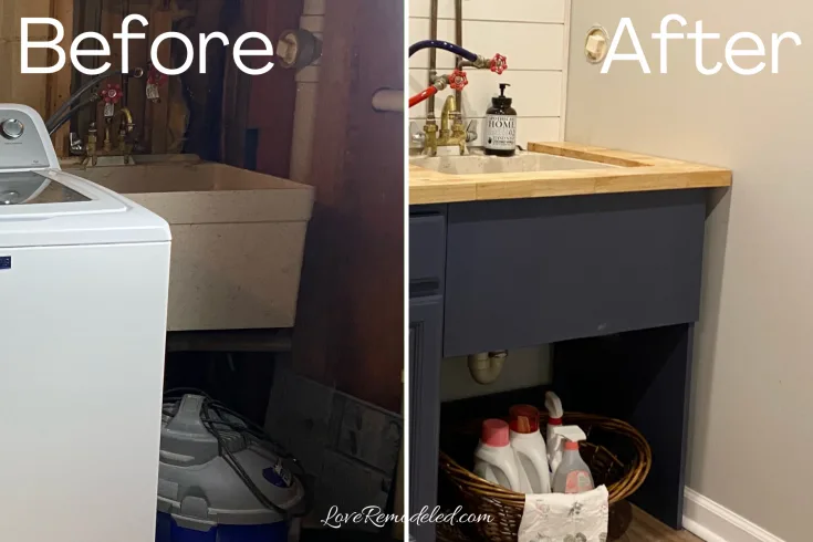 Faux Cabinet to Hide Utility Sink Before and After