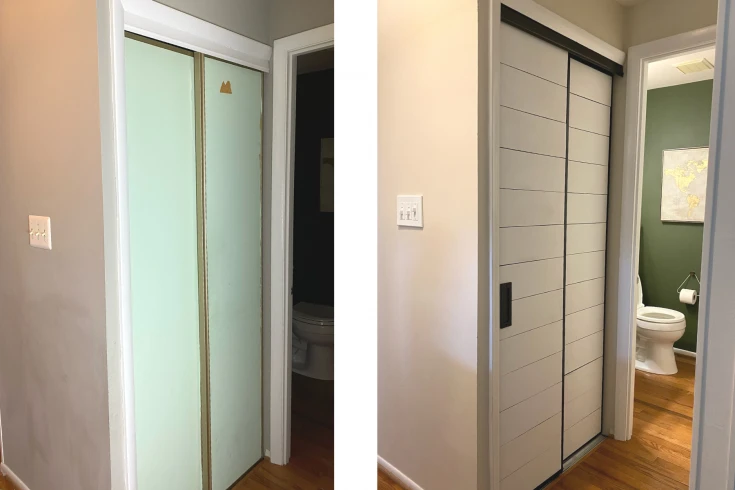 Shiplap Closet Doors Before and After