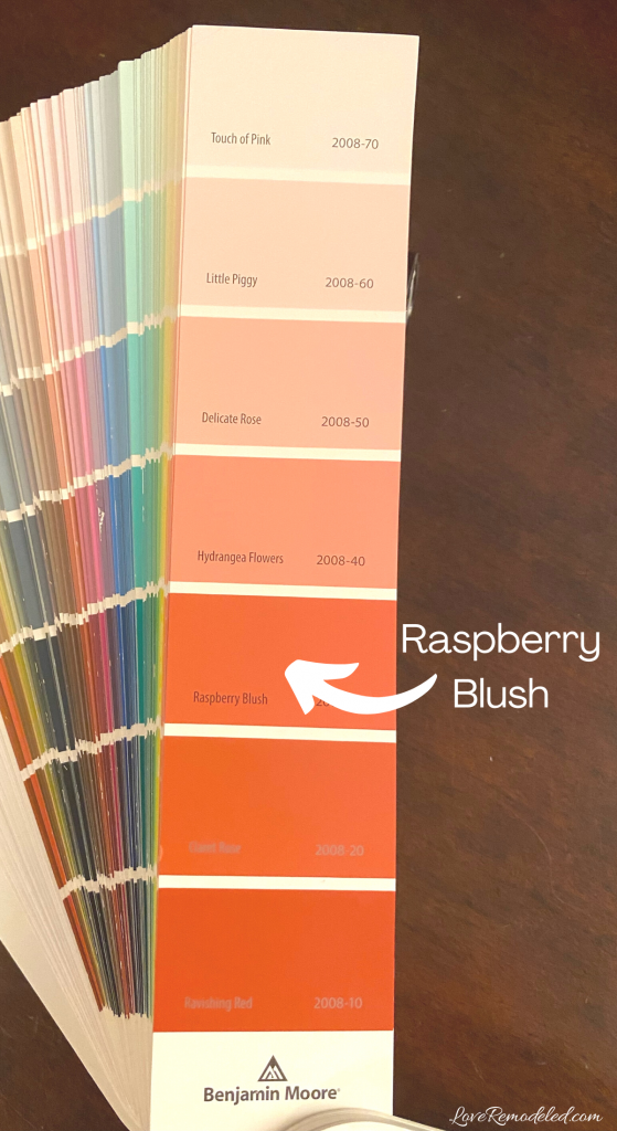 Raspberry Blush paint color strip, Benjamin Moore