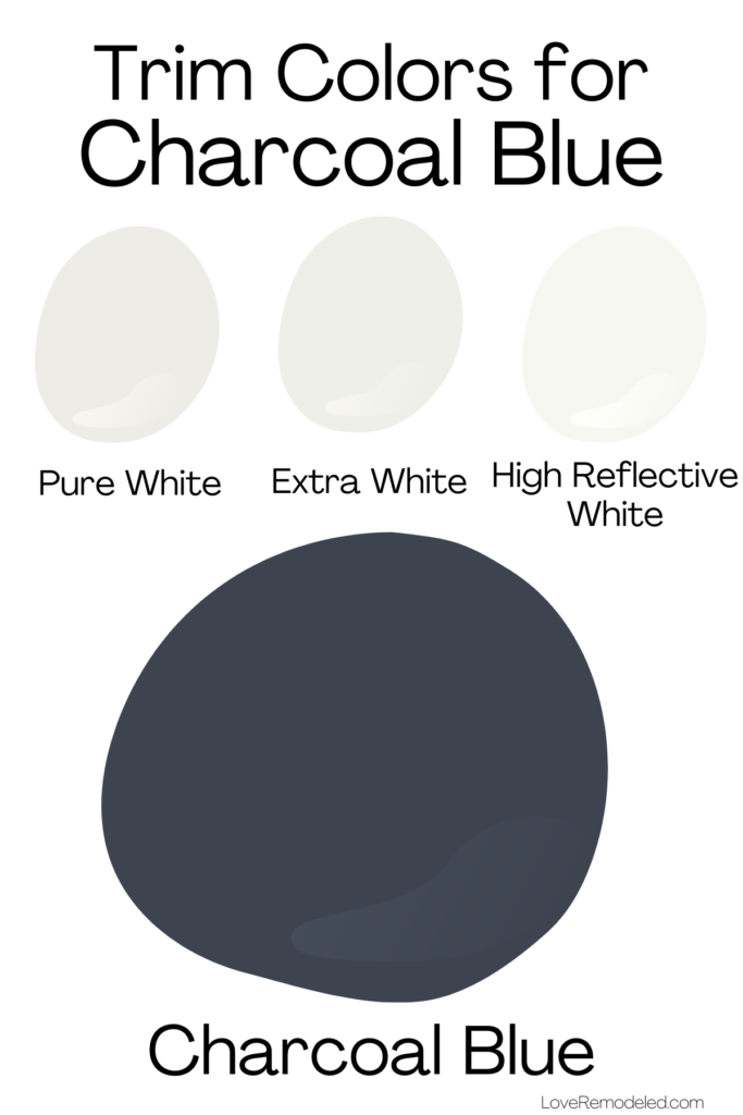 Charcoal Blue Sherwin Williams Trim Colors: Pure White, Extra White and High Reflective White