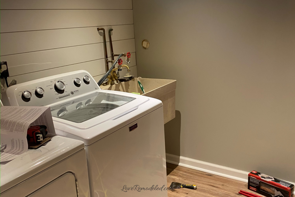 DIY Wood Countertop Laundry Room - laundry room makeover before picture