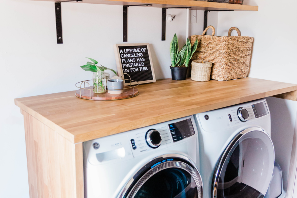 Simple Inexpensive DIY Laundry Room Countertop - Iekel Road Home