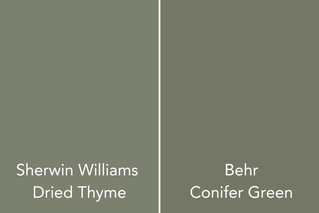 Sherwin Williams Dried Thyme Behr Equivalent Conifer Green