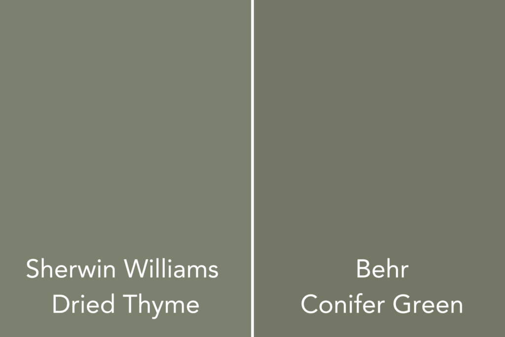 Sherwin Williams Dried Thyme Behr Equivalent Conifer Green