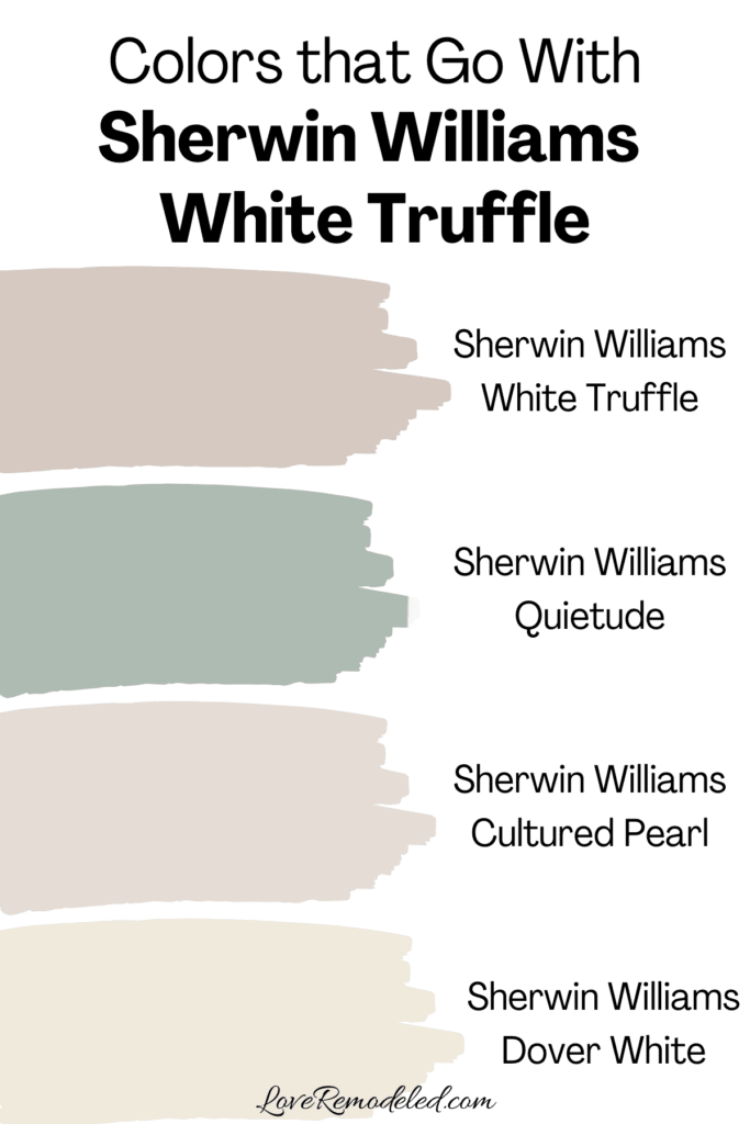 Sherwin Williams White Truffle Coordinating Colors - Cultured Pearl, Dover White and Quietude