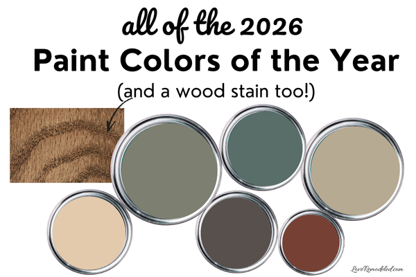 2026 Paint Colors of the Year - 6 paint cans and stain color