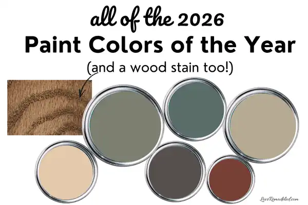 2026 Paint Colors of the Year - 6 paint cans and stain color