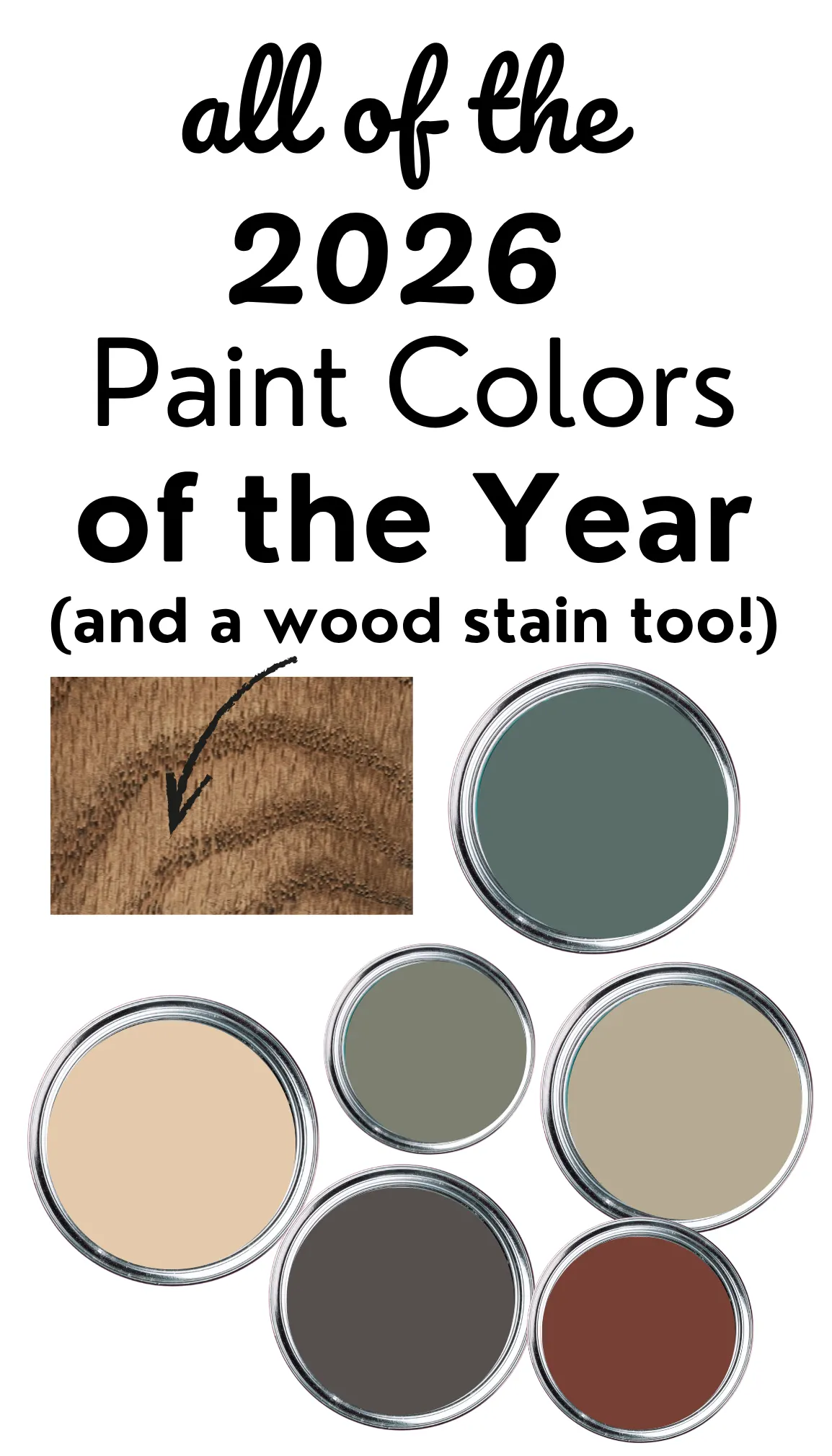 2026 Paint Colors of the Year - paint pots and stain color