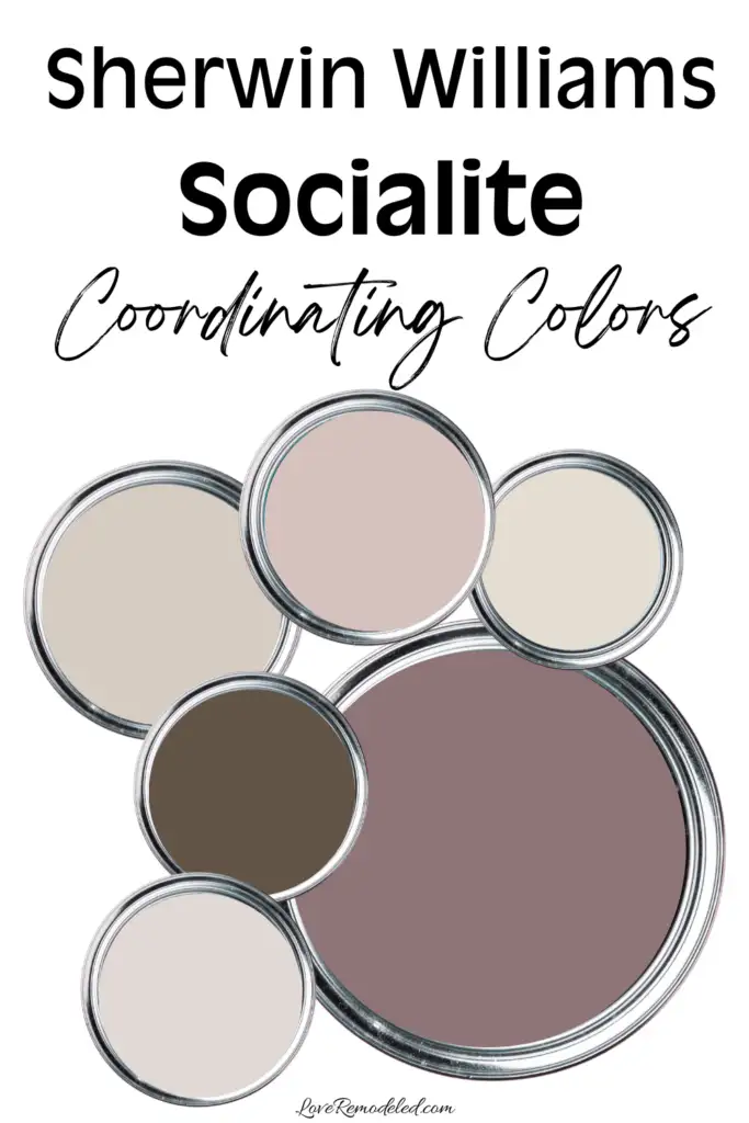 Sherwin Williams Socialite Coordinating Colors - paint cans with light pinks, browns, taupes