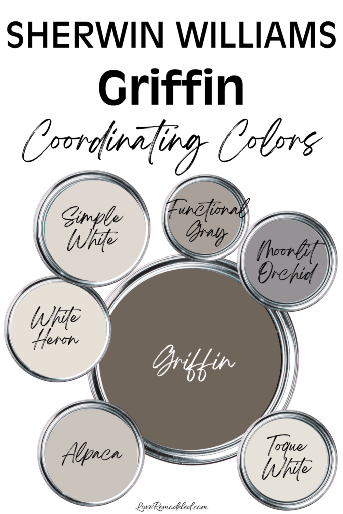 Sherwin Williams Griffin Coordinating Colors - Simple White, Functional Gray, Moonlit Orchid, White Heron, Alpaca, Toque White
