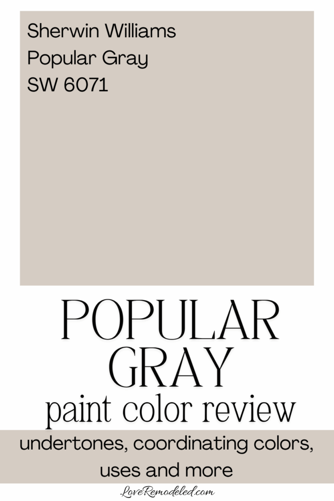 Popular Gray SW 6071 Paint Color Review - undertones, coordinating colors, uses and more - Paint Swatch 