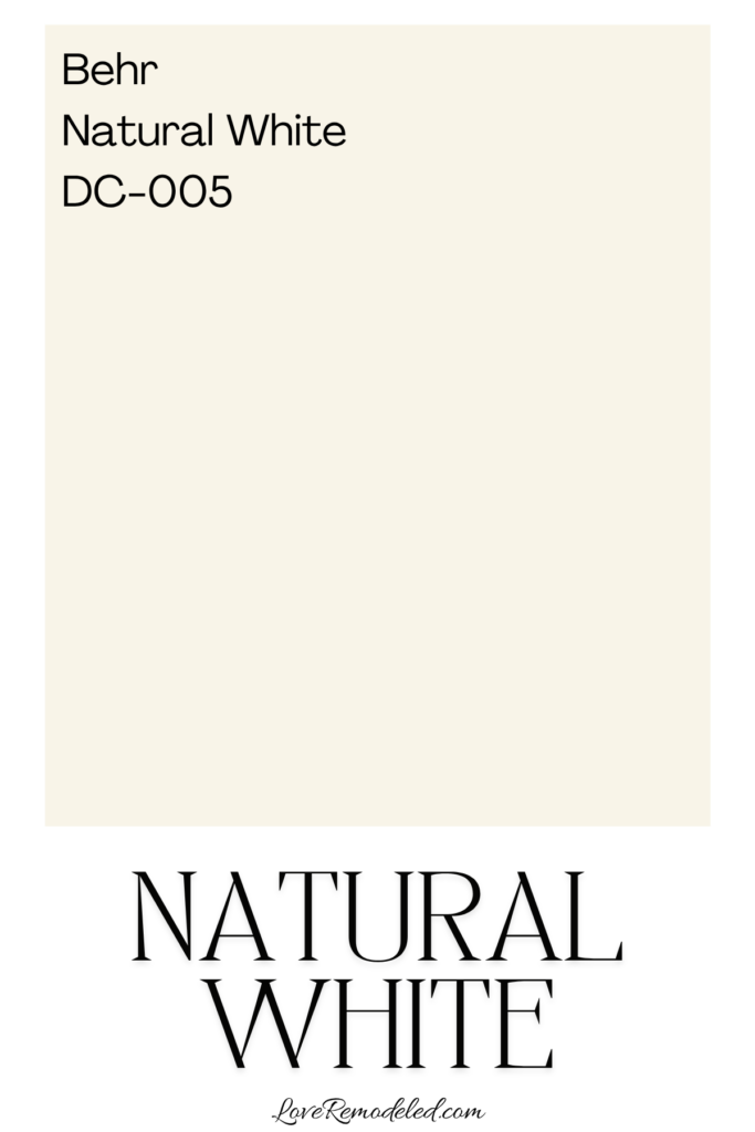 Behr Natural White Paint Color Swatch DC-005