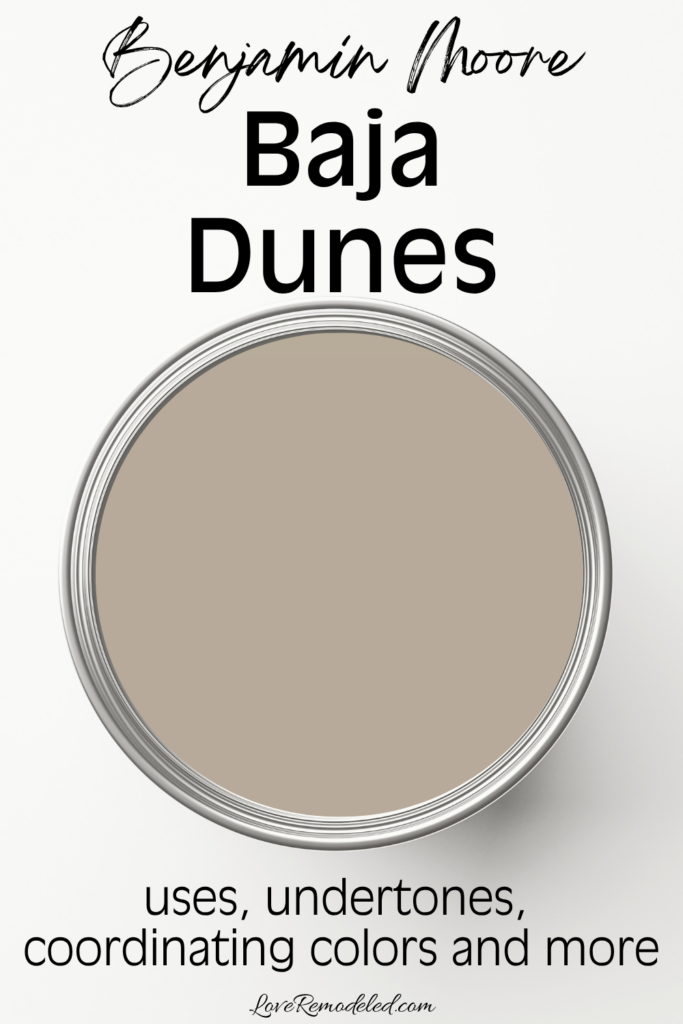 Benjamin Moore Baja Dunes in a paint can - uses, undertones, coordinating colors, and more