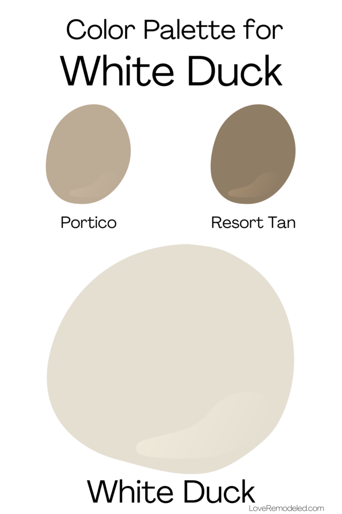 Color Palette for Sherwin Williams White Duck - Paint Drops with White Duck, Portico and Resort Tan 