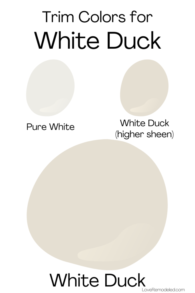 Trim Colors for Sherwin Williams White Duck - Pure White and White Duck in a higher sheen