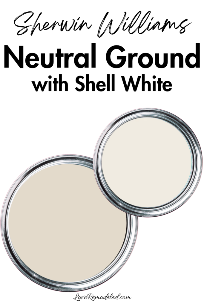 Sherwin Williams Neutral Ground with Shell White Paint Colors in Paint Cans
