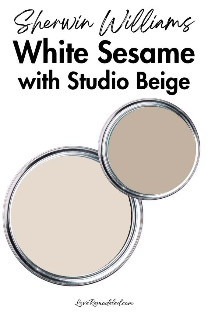 Sherwin Williams White Sesame with Studio Beige Paint Colors in paint cans
