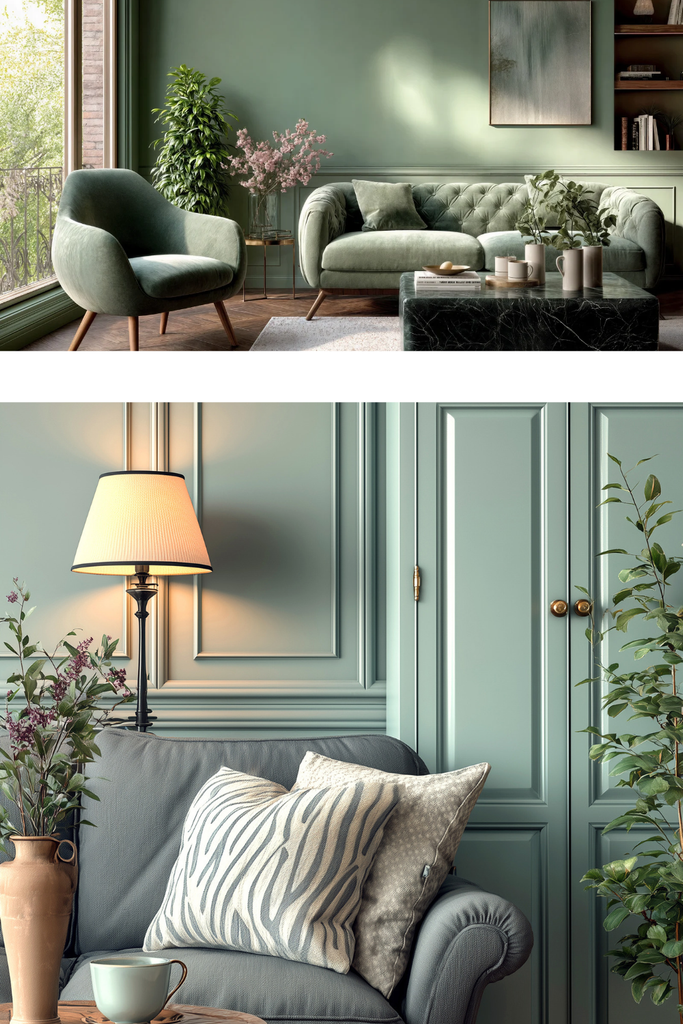 green living rooms with green furniture