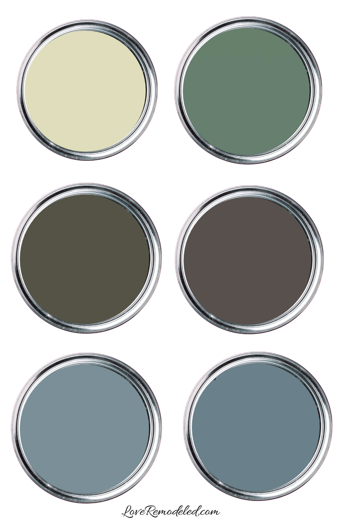 2027 Paint Colors of the Year in paint cans - brown, greens and blues