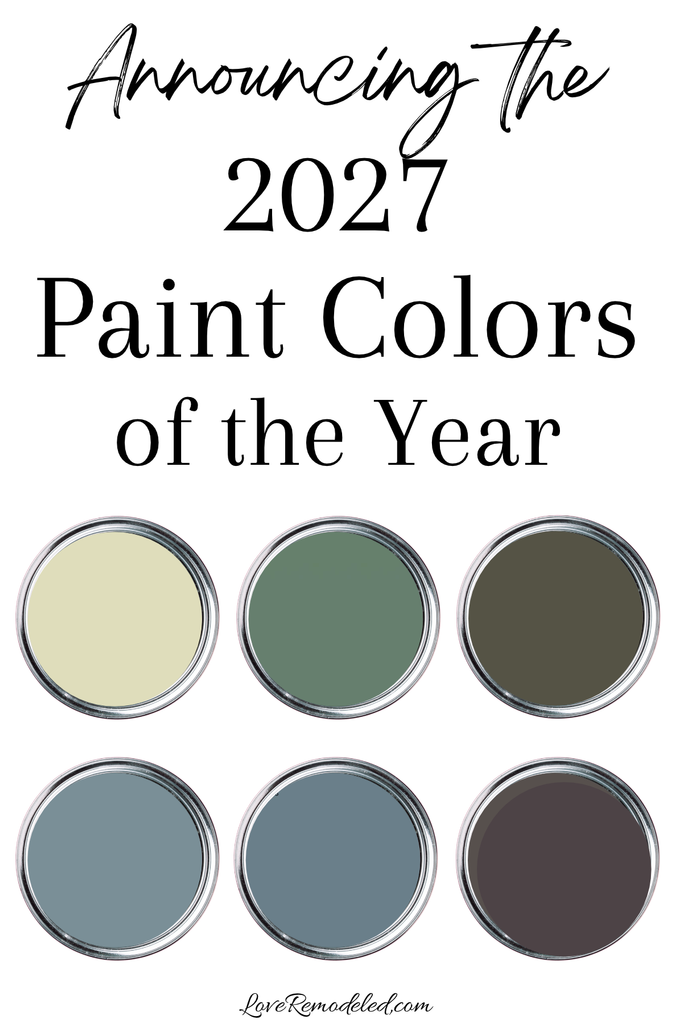 Announcing the 2027 Paint Colors of the Year - paint cans with greens, browns, and blue paint colors