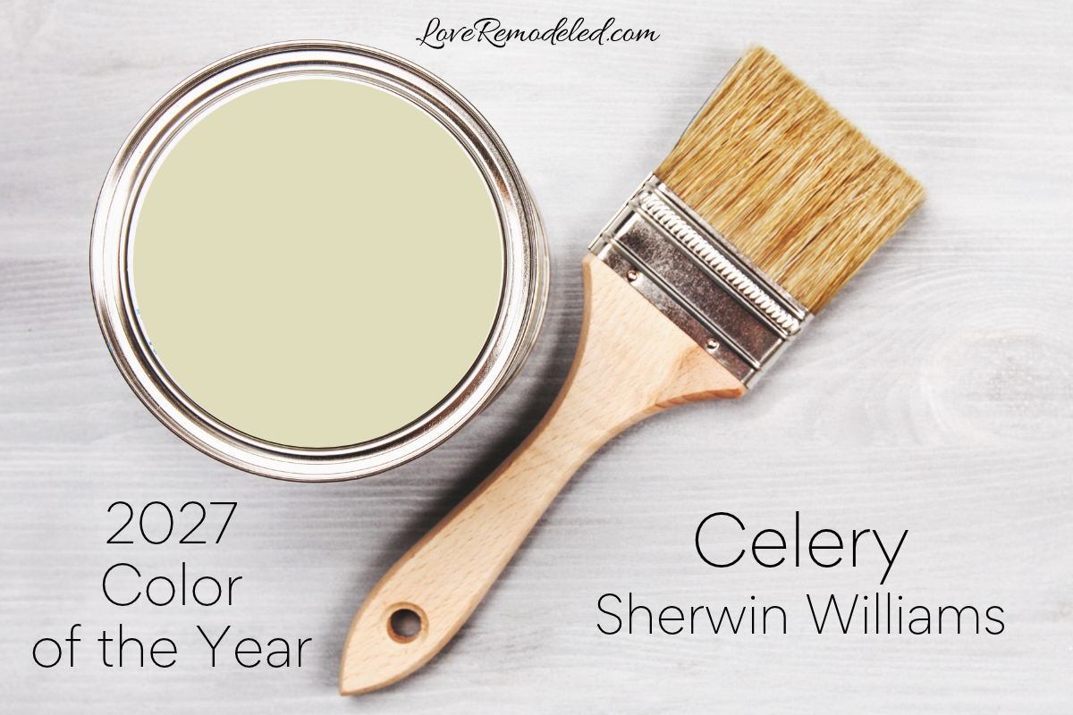 Celery by Sherwin Williams in a paint can - 2027 Color of the Year